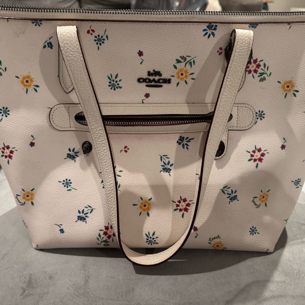 Coach White Tote with Floral Design